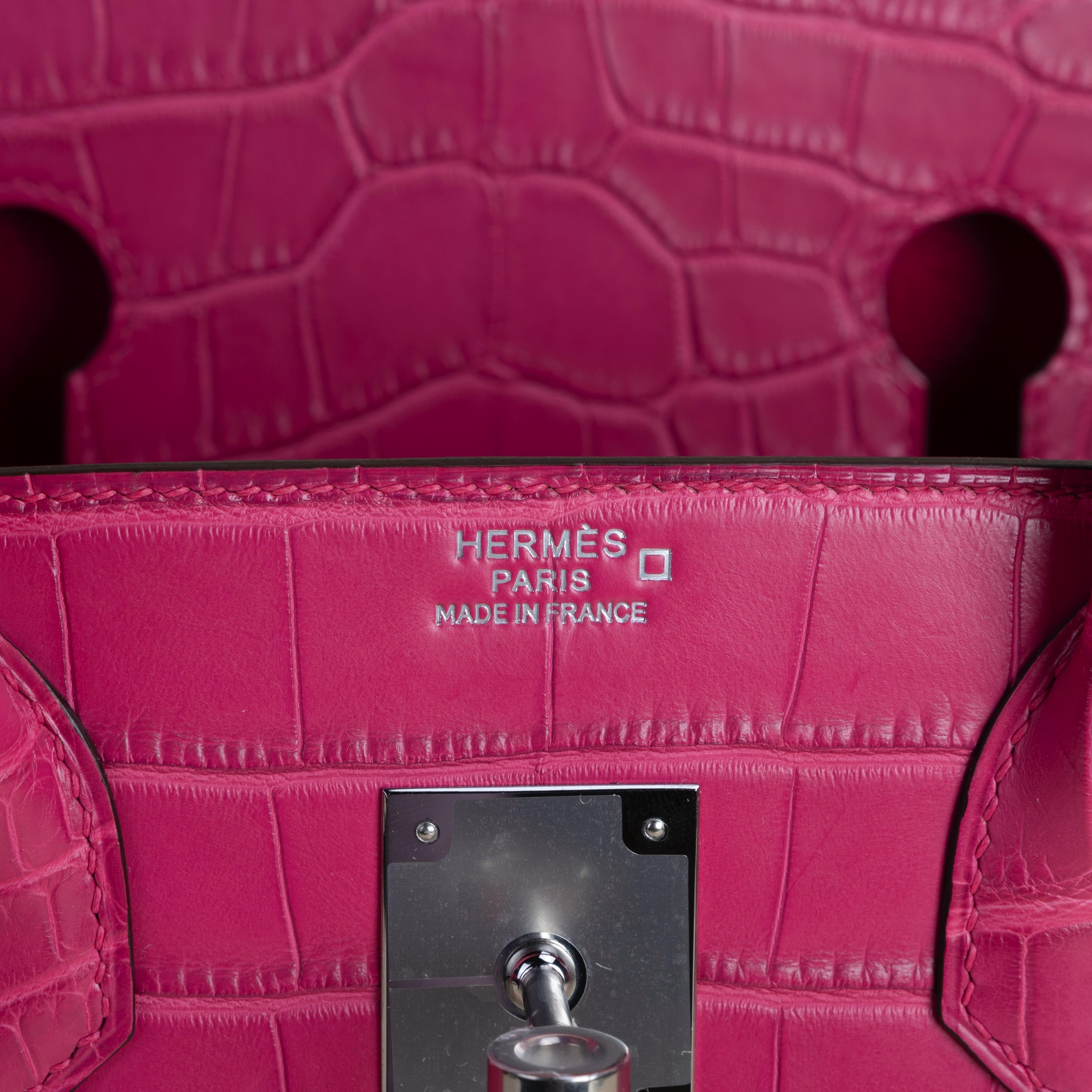 Birkin 30 Matte Alligator 5R Rose Shocking