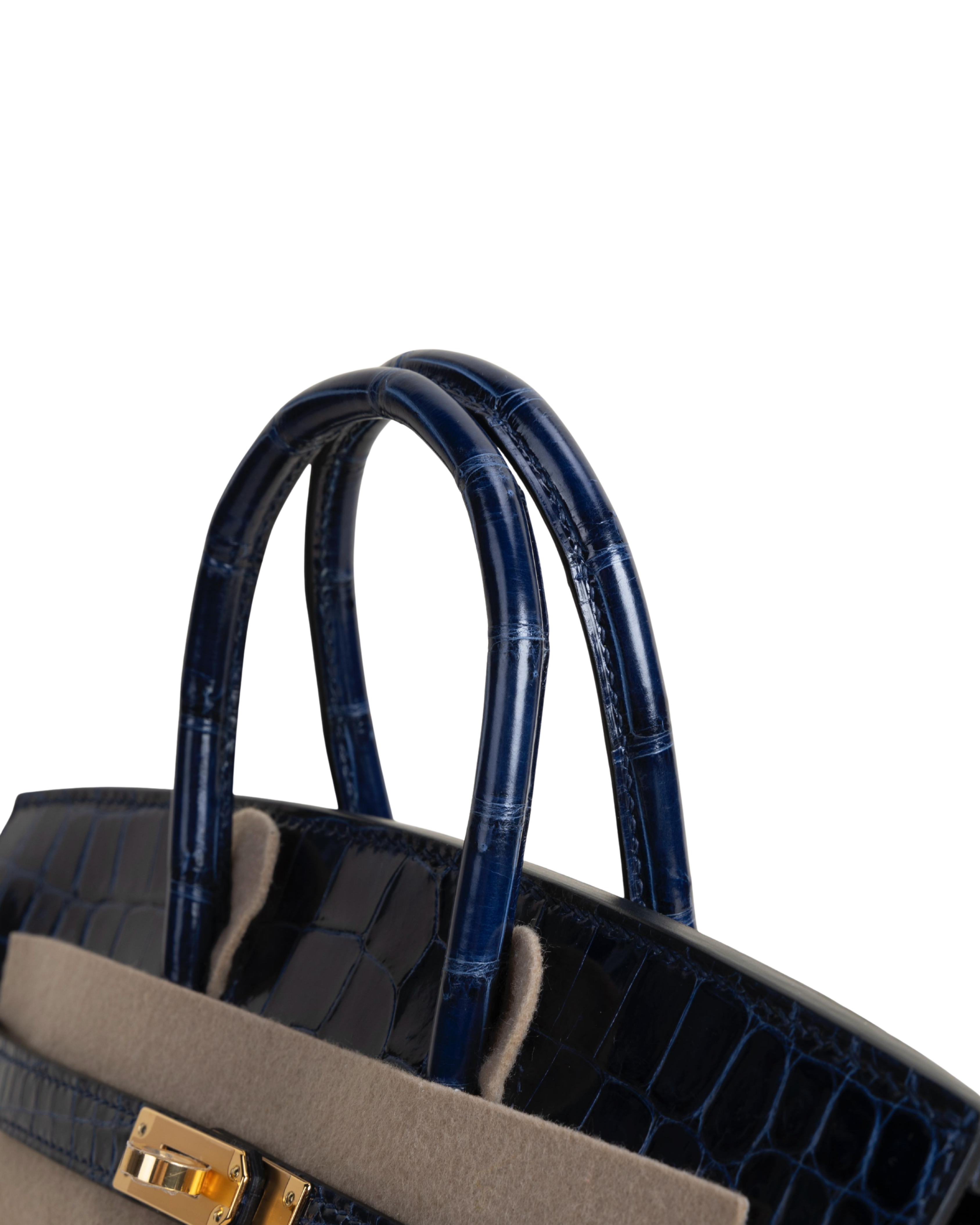 Birkin 25 Shiny Niloticus 73 Bleu sapphire