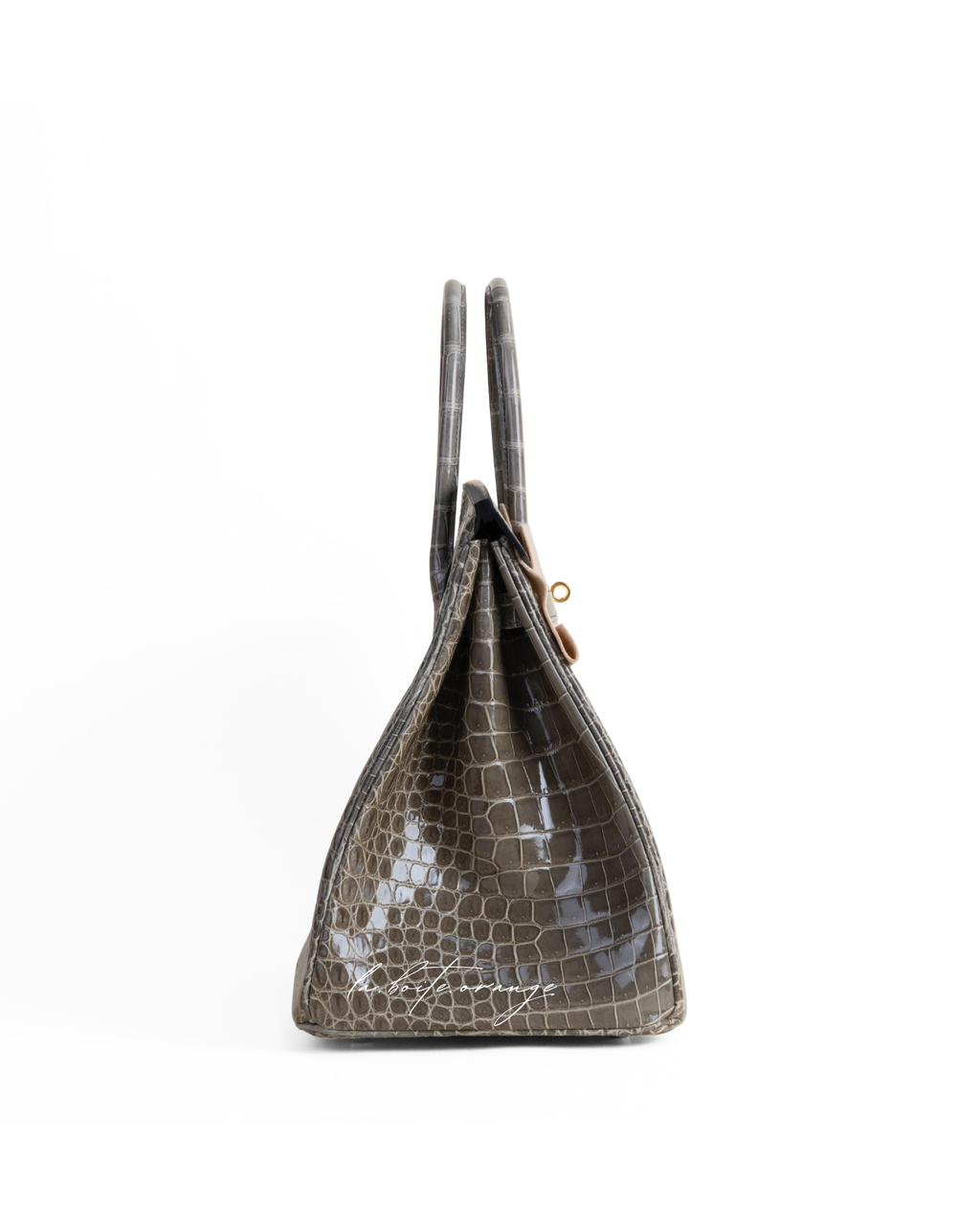 Birkin 35cm Shiny Porosus 81 Gris tourterelle