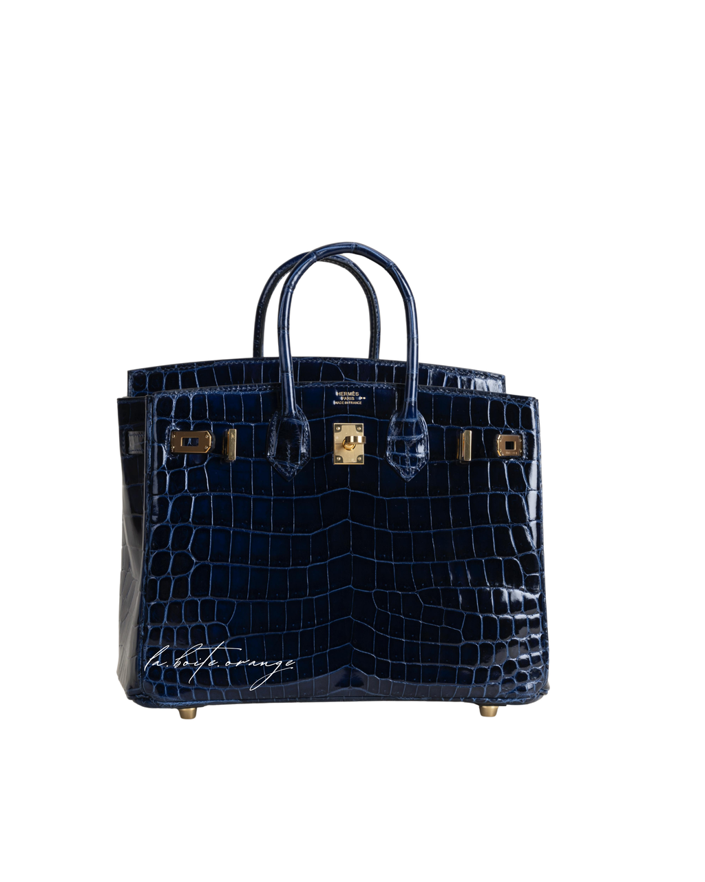 Birkin 25 Shiny Niloticus 73 Bleu sapphire