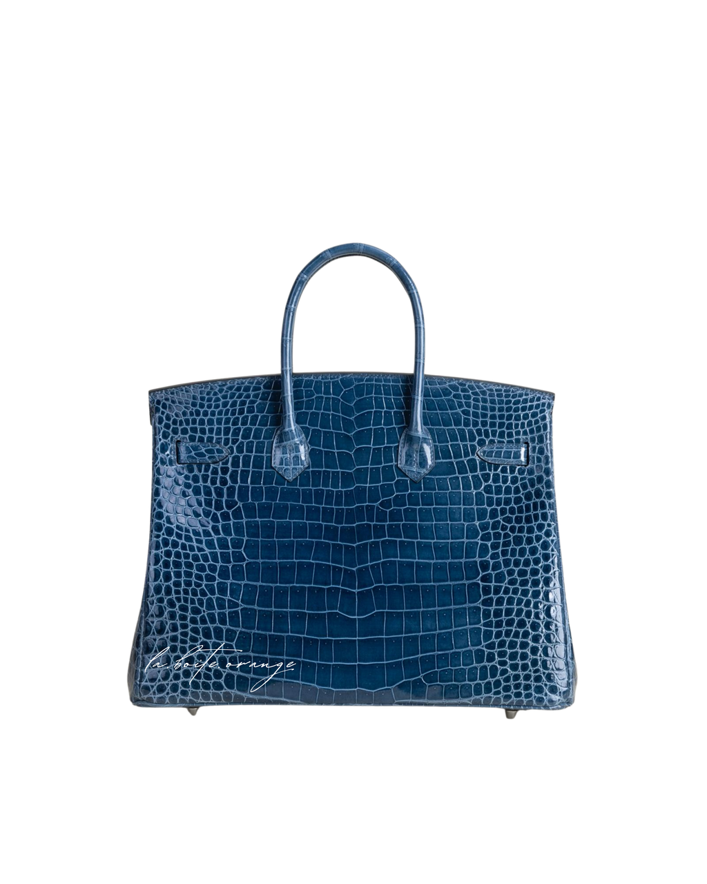 Birkin 35 Shiny Porosus Crocodile N7 Blue tempete