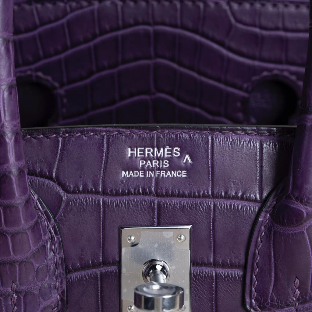 Birkin 25 Matte Porosus Crocodile 9G Amethyste