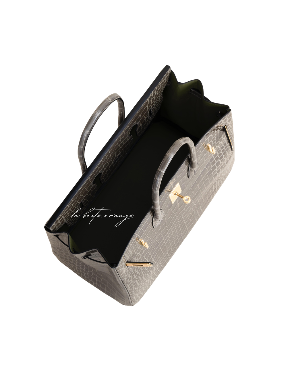 Birkin 35cm Shiny Porosus 81 Gris tourterelle