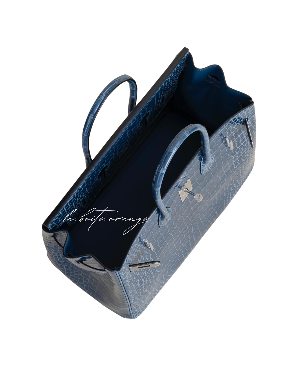 Birkin 35 Shiny Porosus Crocodile N7 Blue tempete