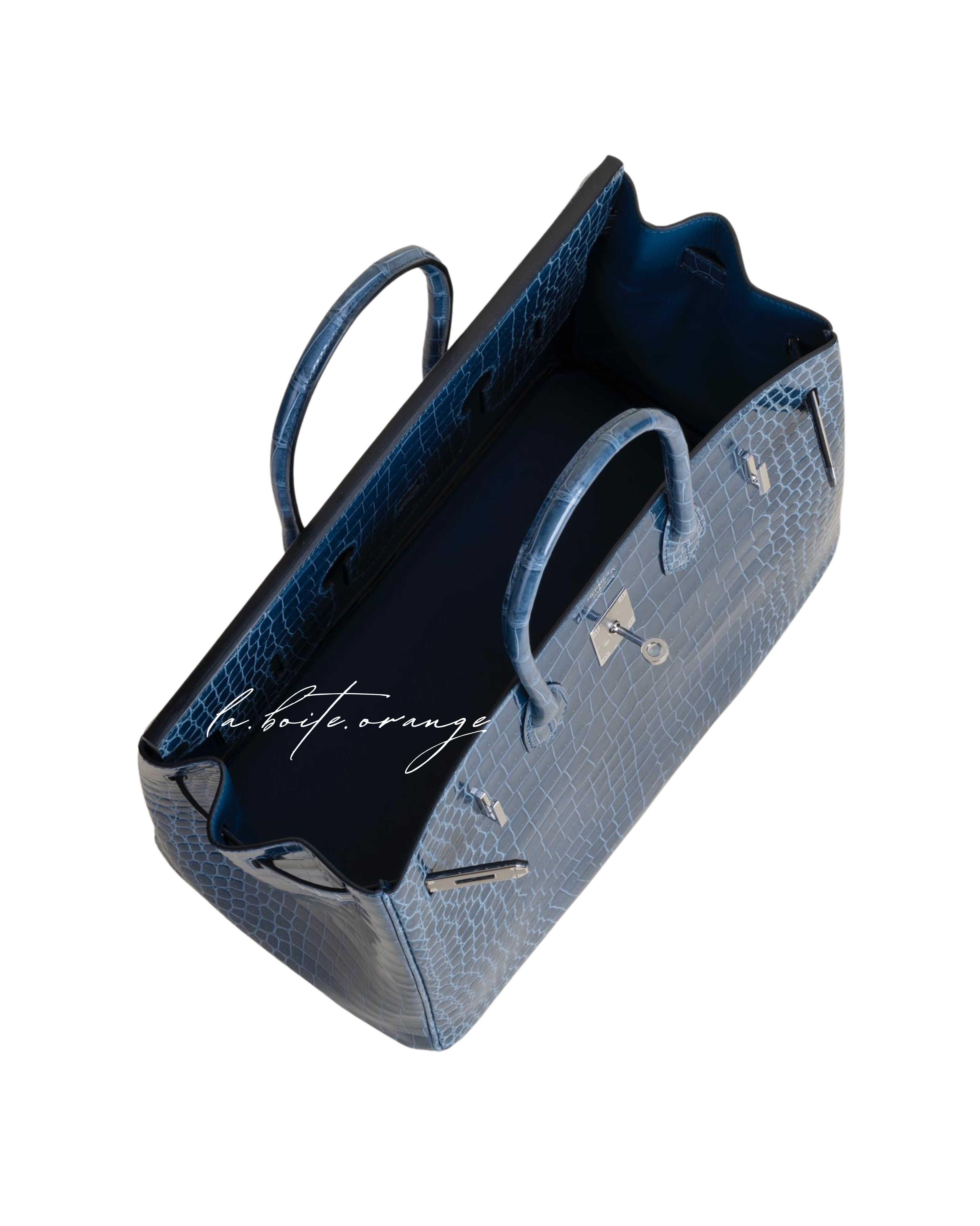 Birkin 35 Shiny Porosus Crocodile N7 Blue tempete
