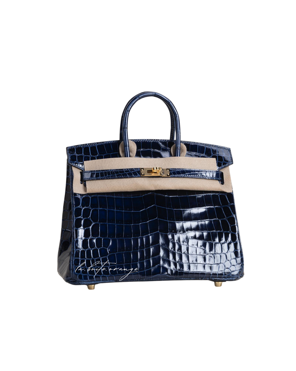Birkin 25 Shiny Niloticus 73 Bleu sapphire