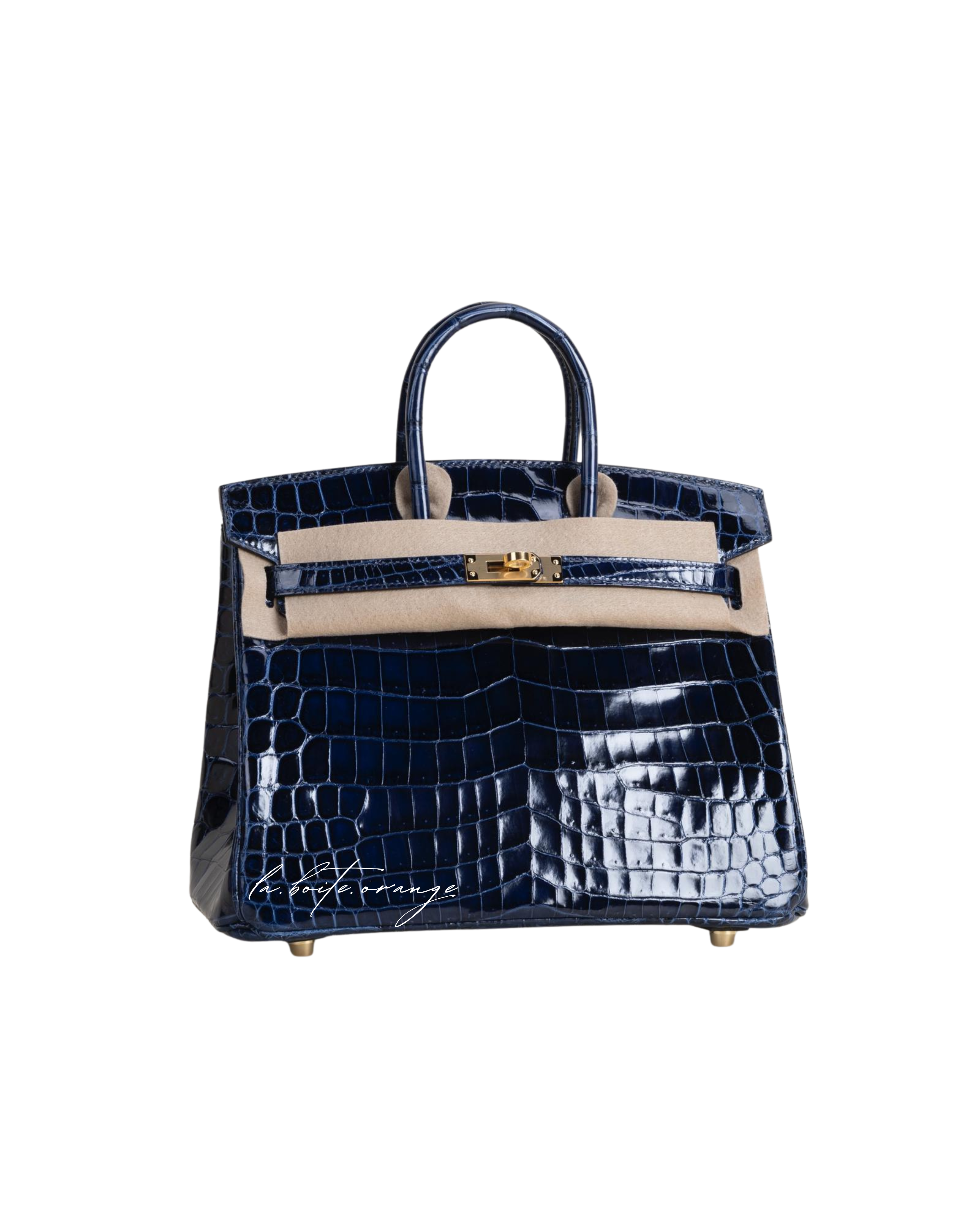 Birkin 25 Shiny Niloticus 73 Bleu sapphire