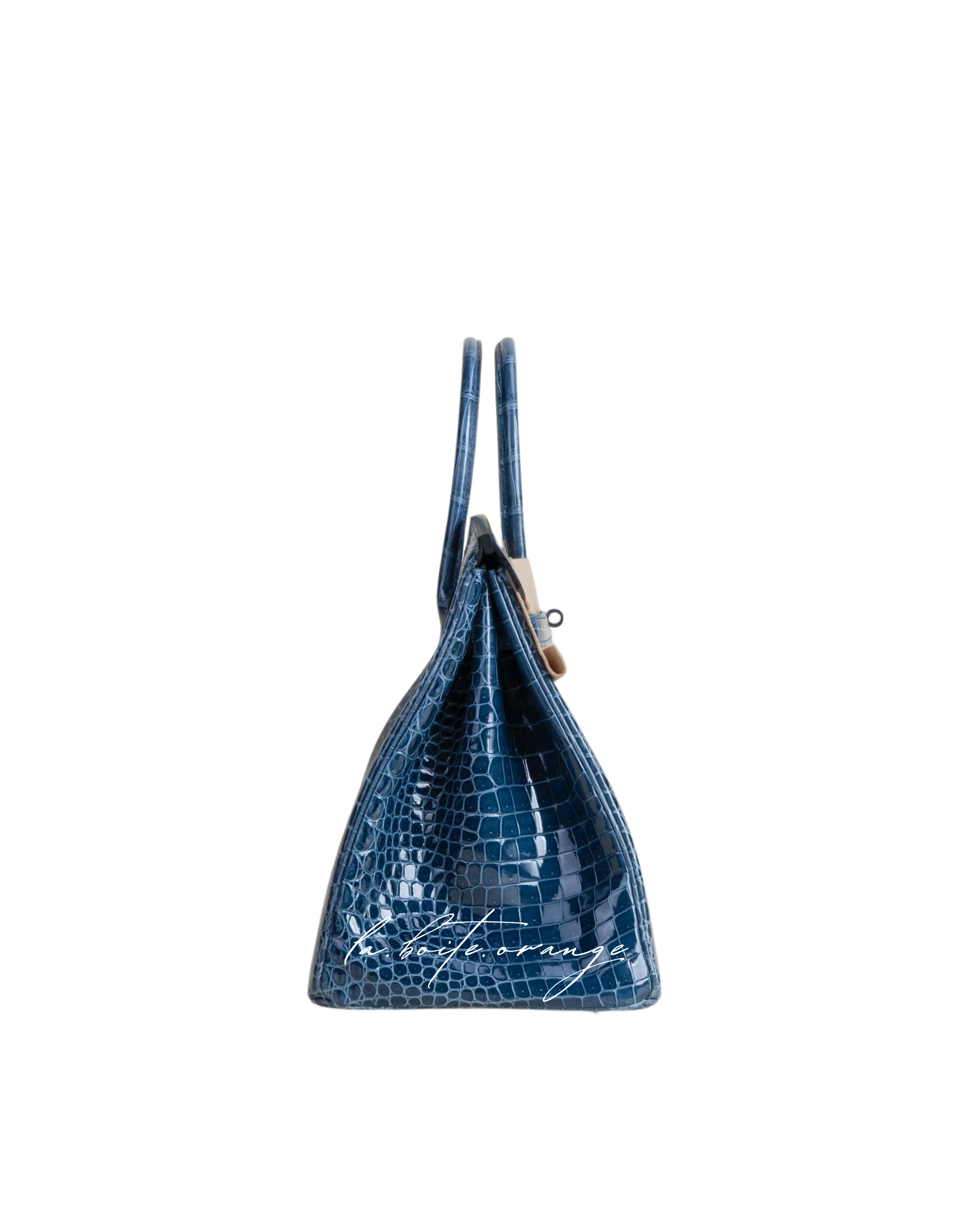 Birkin 35 Shiny Porosus Crocodile N7 Blue tempete