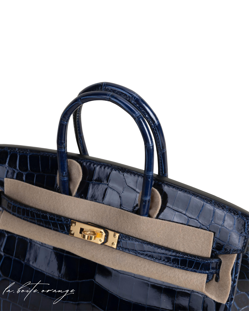 Birkin 25 Shiny Niloticus 73 Bleu sapphire