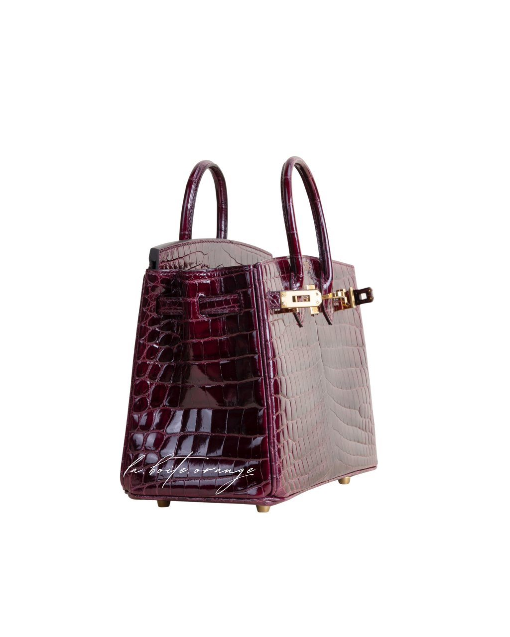 Birkin 25 Shiny Niloticus crocodile 57 Bordeaux