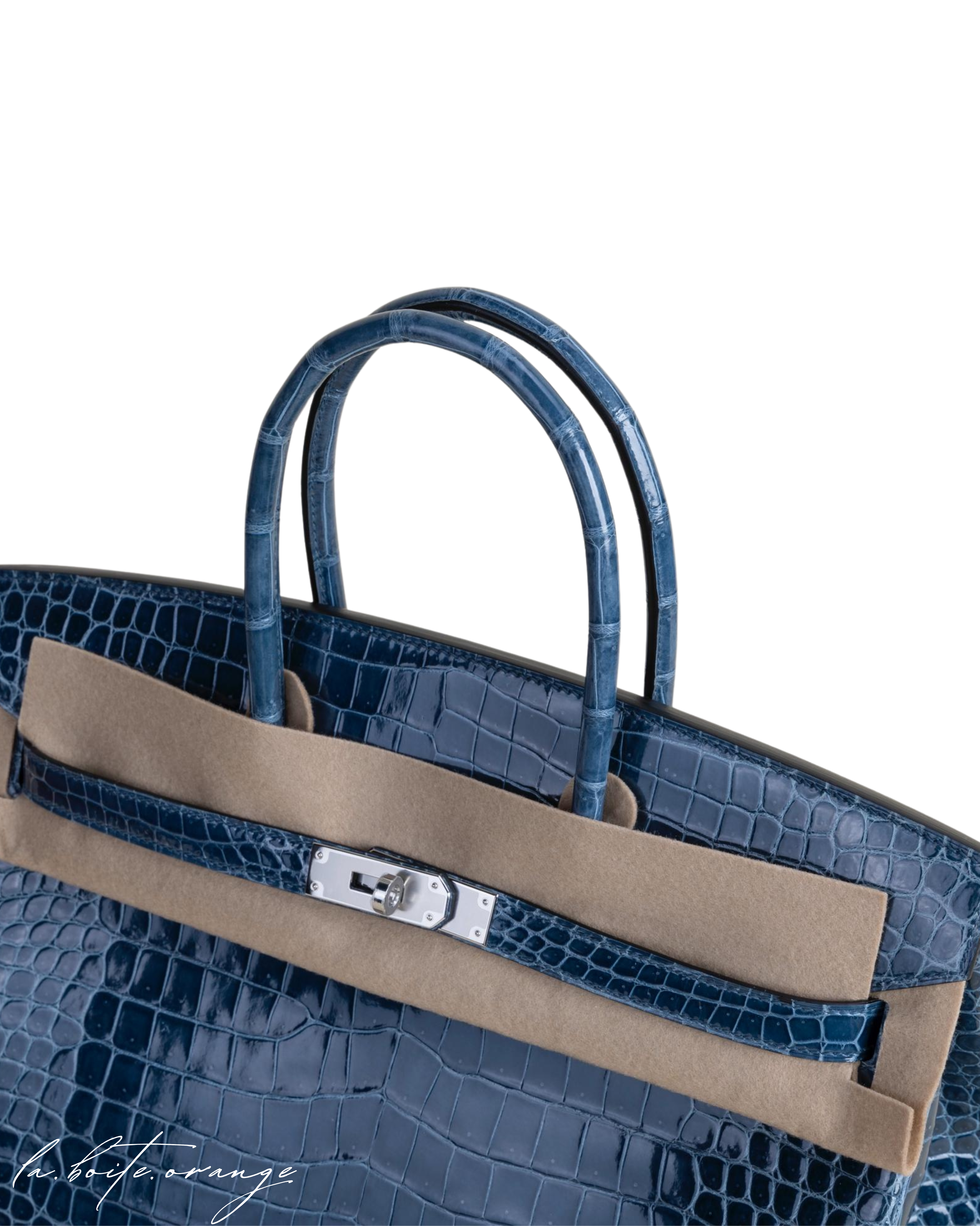 Birkin 35 Shiny Porosus Crocodile N7 Blue tempete