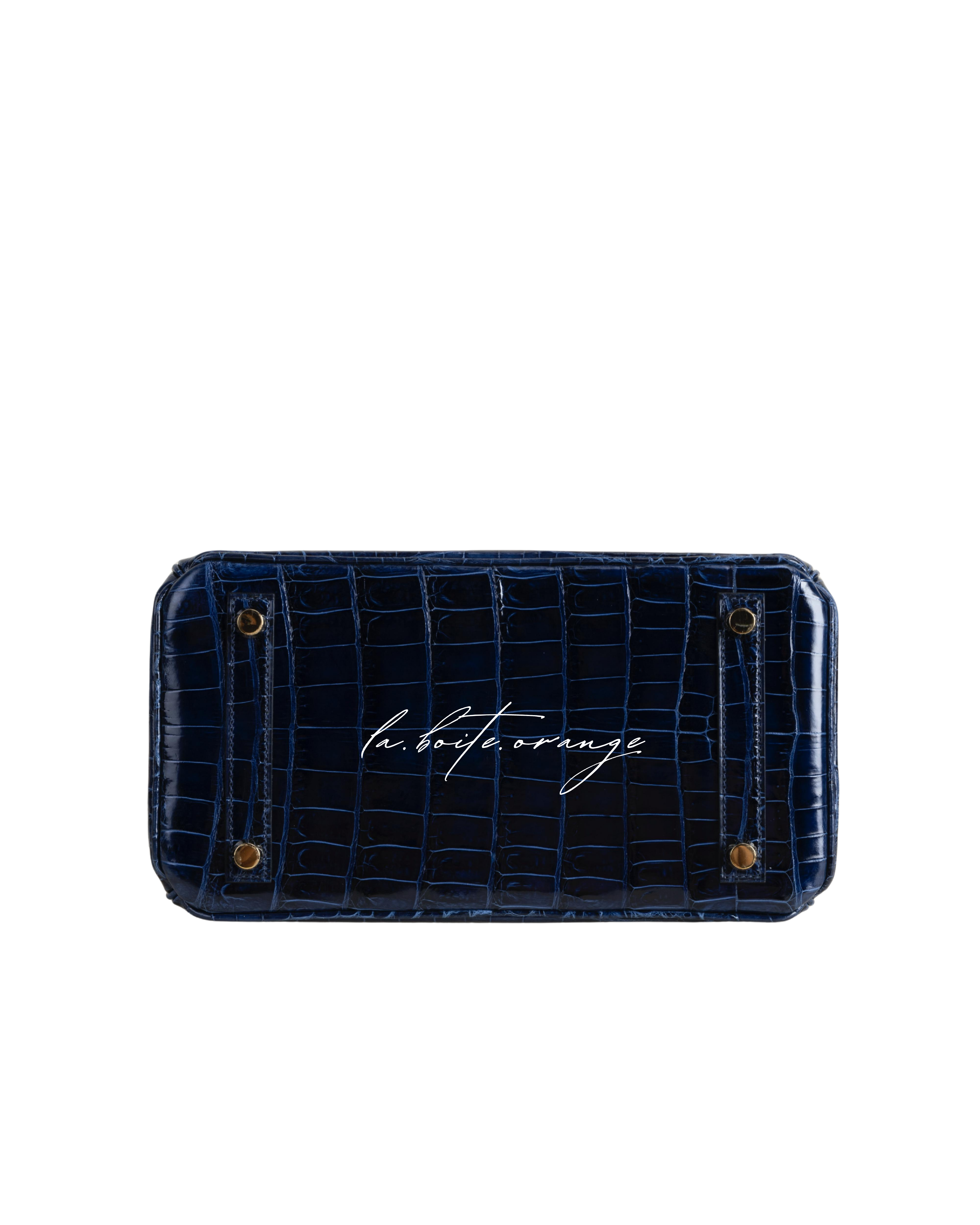 Birkin 25 Shiny Niloticus 73 Bleu sapphire