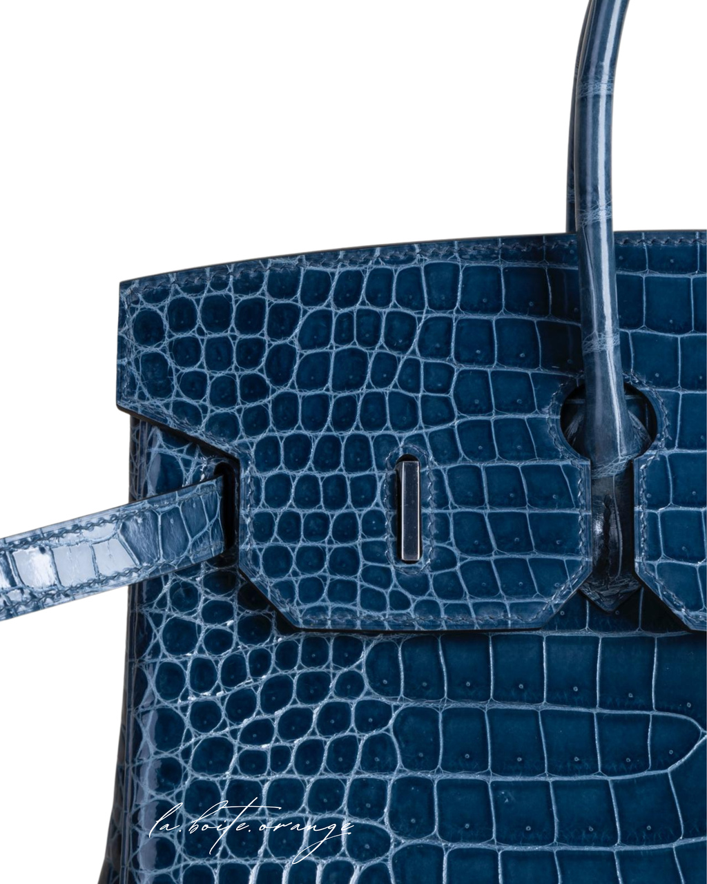 Birkin 35 Shiny Porosus Crocodile N7 Blue tempete