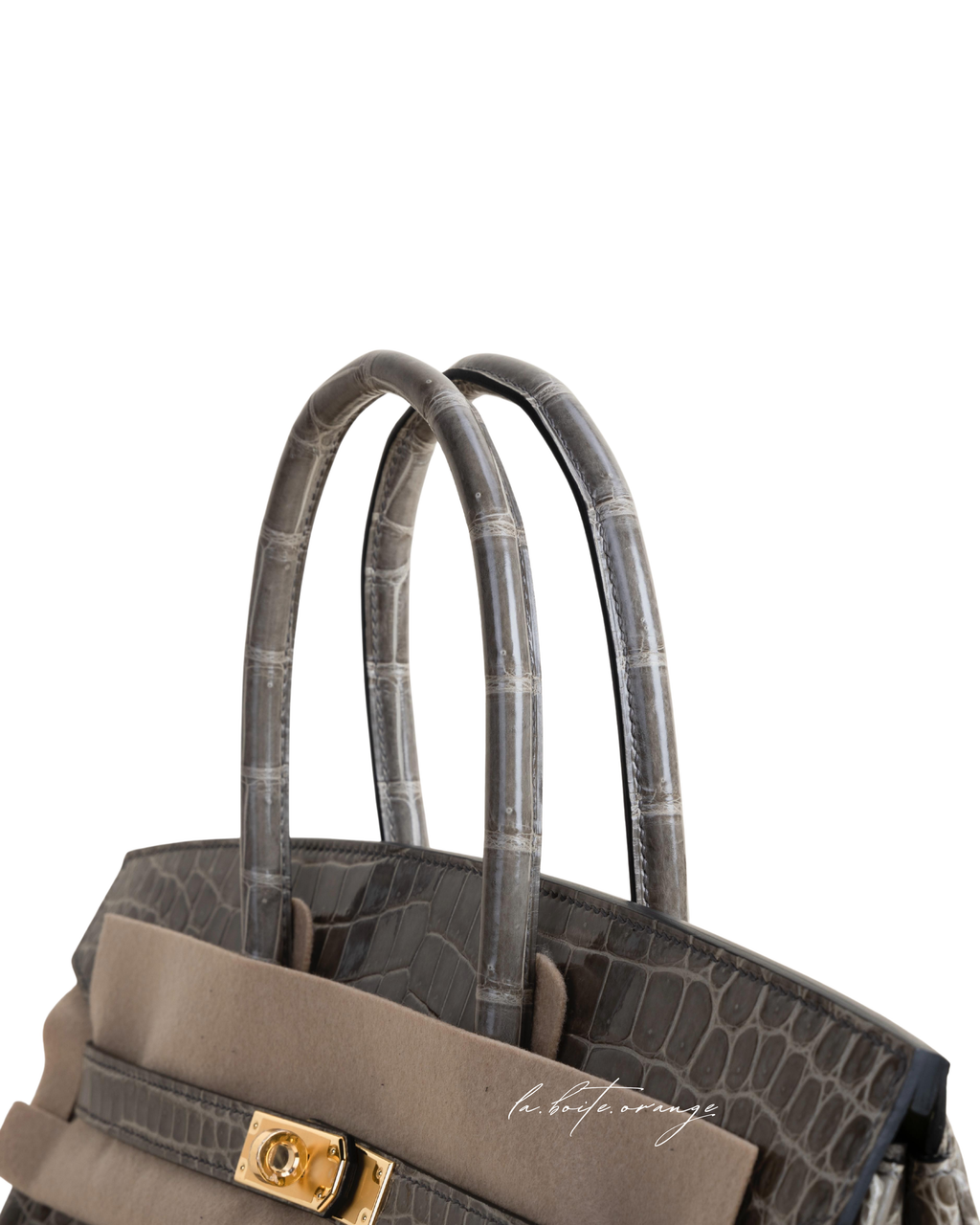 Birkin 35cm Shiny Porosus 81 Gris tourterelle