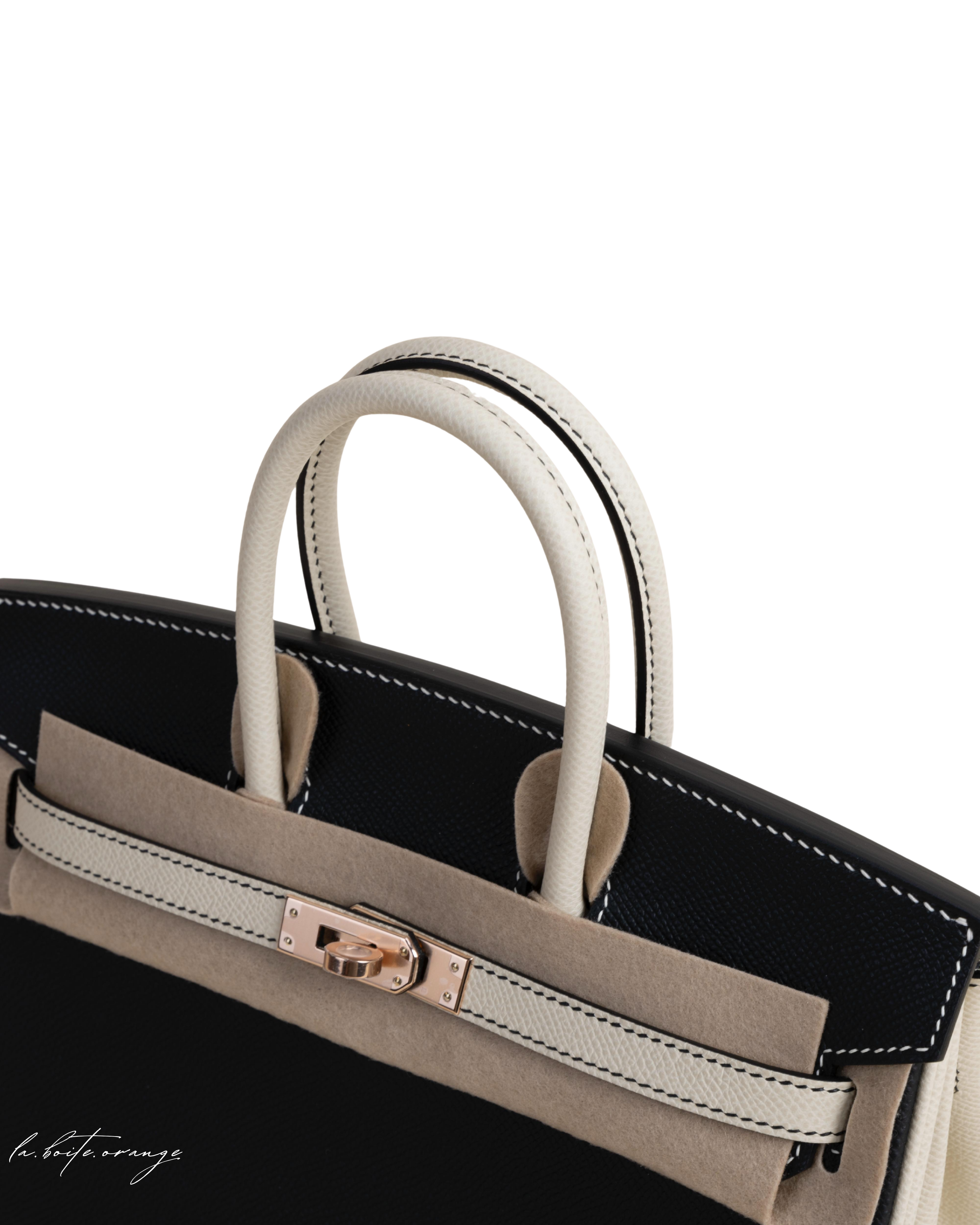 Birkin 25 Epsom 89 Noir/10 Craie RGHW