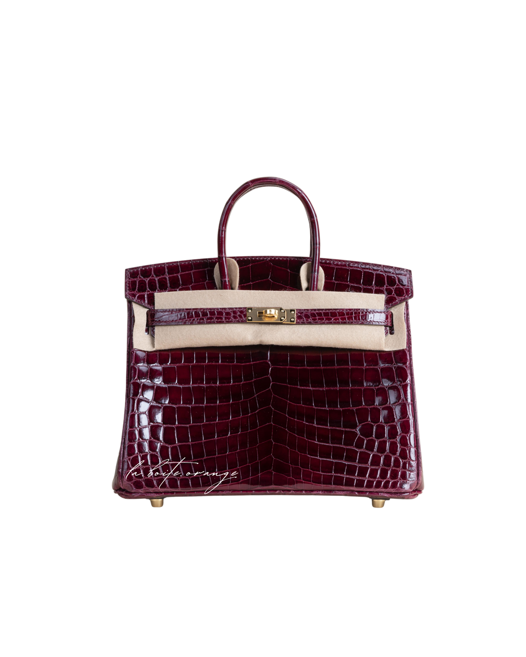 Birkin 25 Shiny Niloticus crocodile 57 Bordeaux