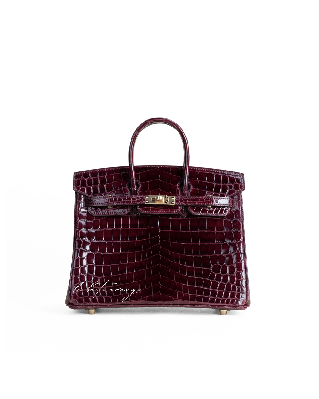Birkin 25 Shiny Niloticus crocodile 57 Bordeaux